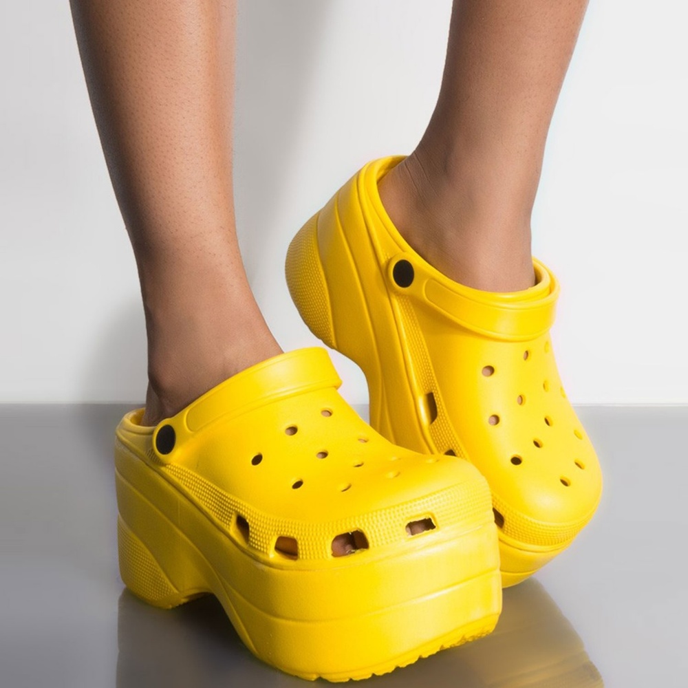 HP💃🔥 New Yellow Platform Wedge Heel Waterproof Classic Clogs Sandals Slip-On - Picture 2 of 5